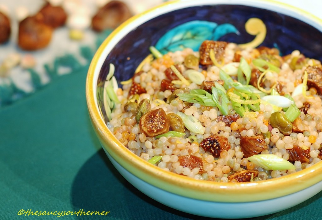 Fruity Fig and Pistachio Toasted Couscous Lemon Infused Olive Oil Israeli Couscous Recipe