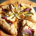 Acorn Squash Apple and Onion Galette with Roquefort recipe, savory fall galette recipe, Autumn galette recipe