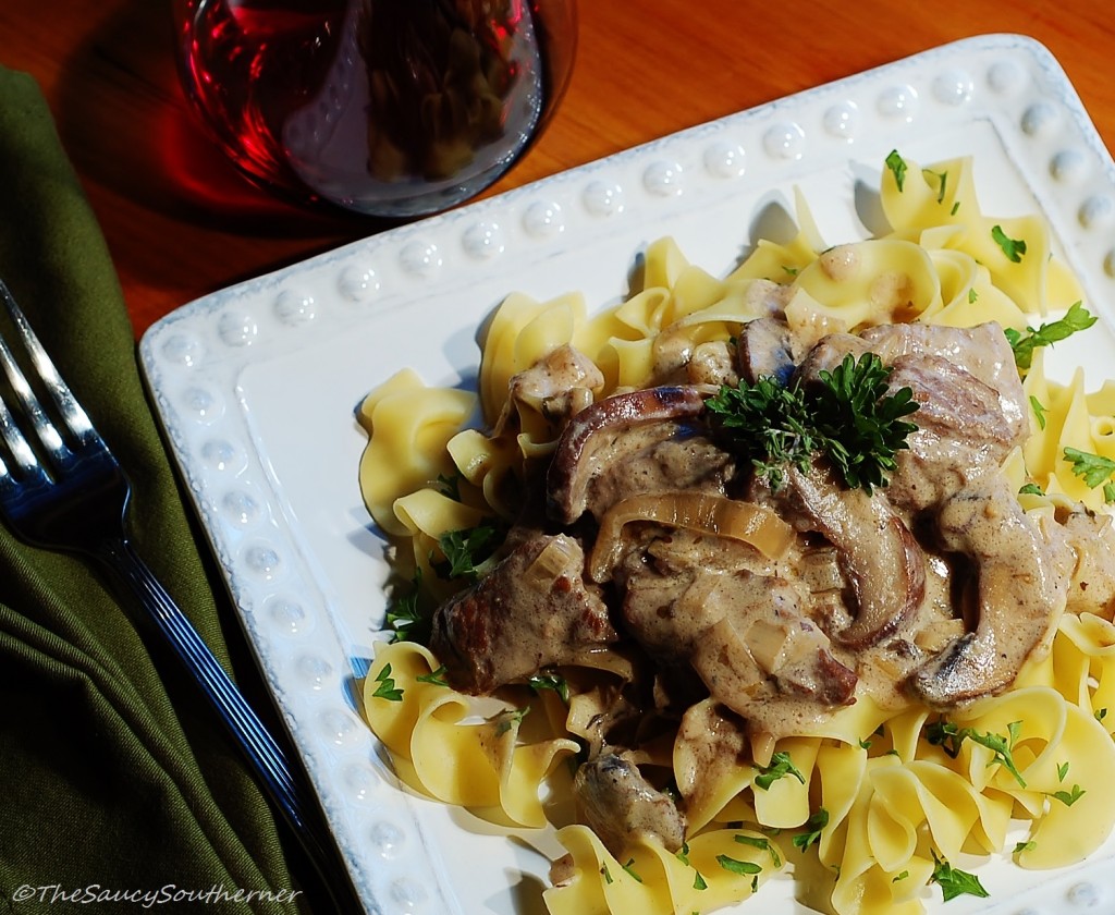 Beef Stroganoff with Parsley Noodles Easy Recipe, Beef Stroganoff with mushrooms and onions recipe, Beef Stroganoff with Sherry recipe