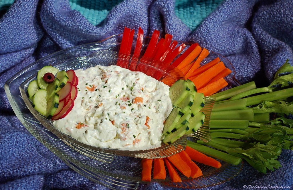 Smoked Salmon Dip recipe, sour cream, cream cheese, horseradish, dill, chives 