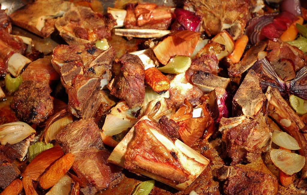 Beef Stock roasted bones and mirepoix
