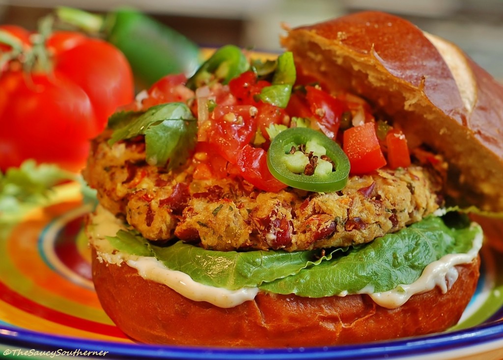 Southwest Red Bean Burger recipe, Kidney beans, cumin, jalapeno, cilantro, onion, panko