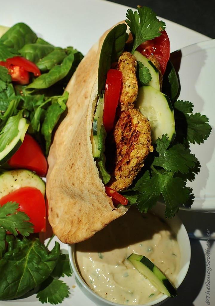 Falafel recipe, Greek Yogurt Tahini Dressing recipe, Pita sandwich, 
