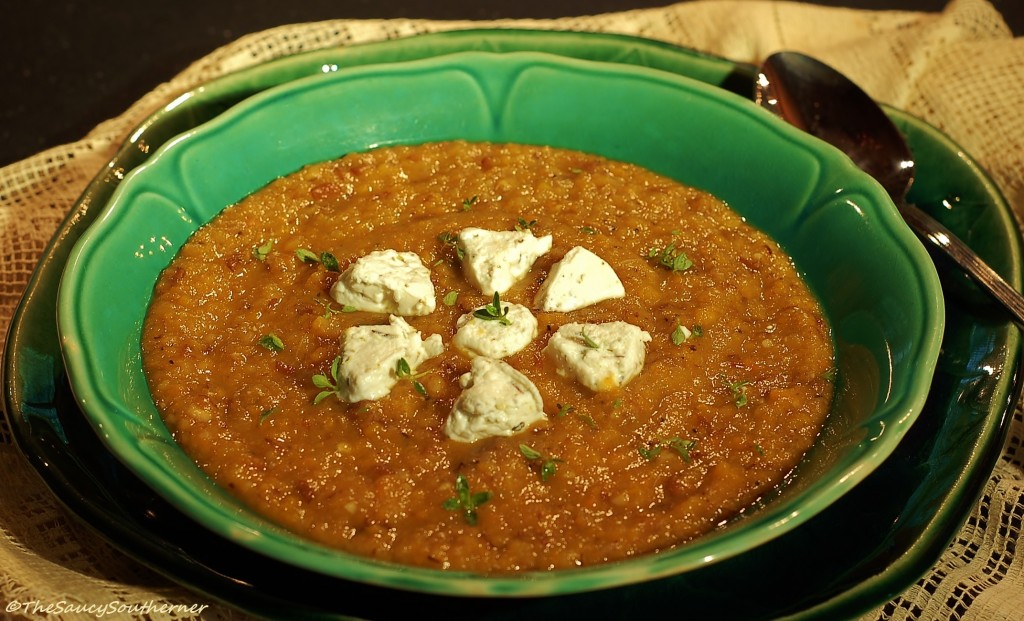 Carrot soup recipe, Meatless Monday recipe, carrot soup with apples and lentils, protein carrot soup, sage, thyme, 