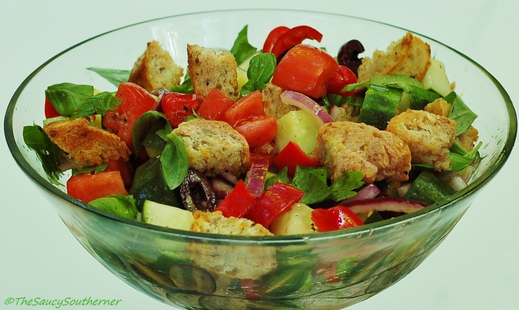Panzanella salad recipe, The Saucy Southerner, Meatless Monday, Summer Salad, Tuscan Bread Salad