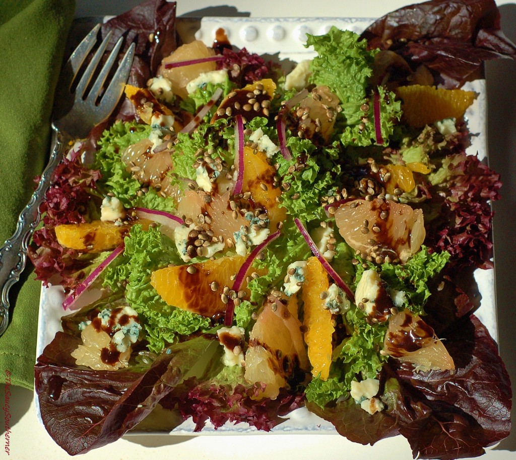 Citrus Salad with Chocolate Balsamic Vinaigrette recipe, Just Hemp Foods, hemp seed oil, toasted hemp seeds, #Choctoberfest