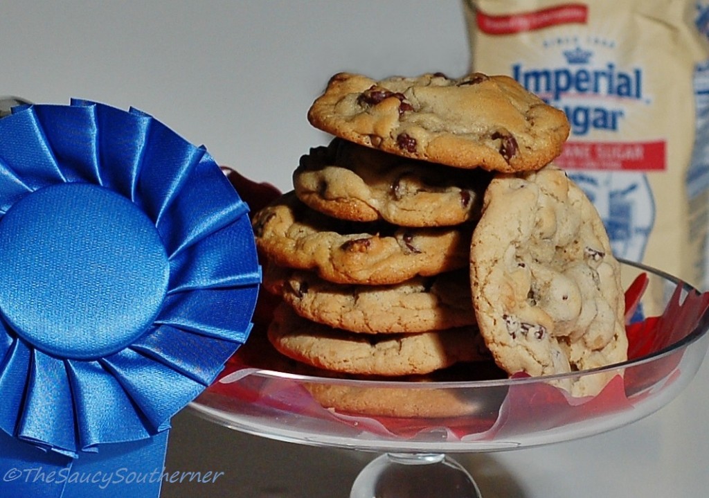 Chocolate Chip Cookies, thick and chewy, award-winning recipe, #Choctoberfest with Imperial Sugar