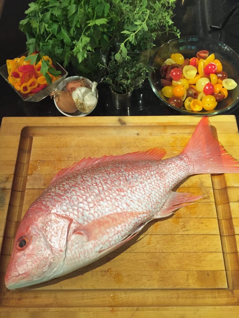 Whole Stuffed Red Snapper Mise en Place