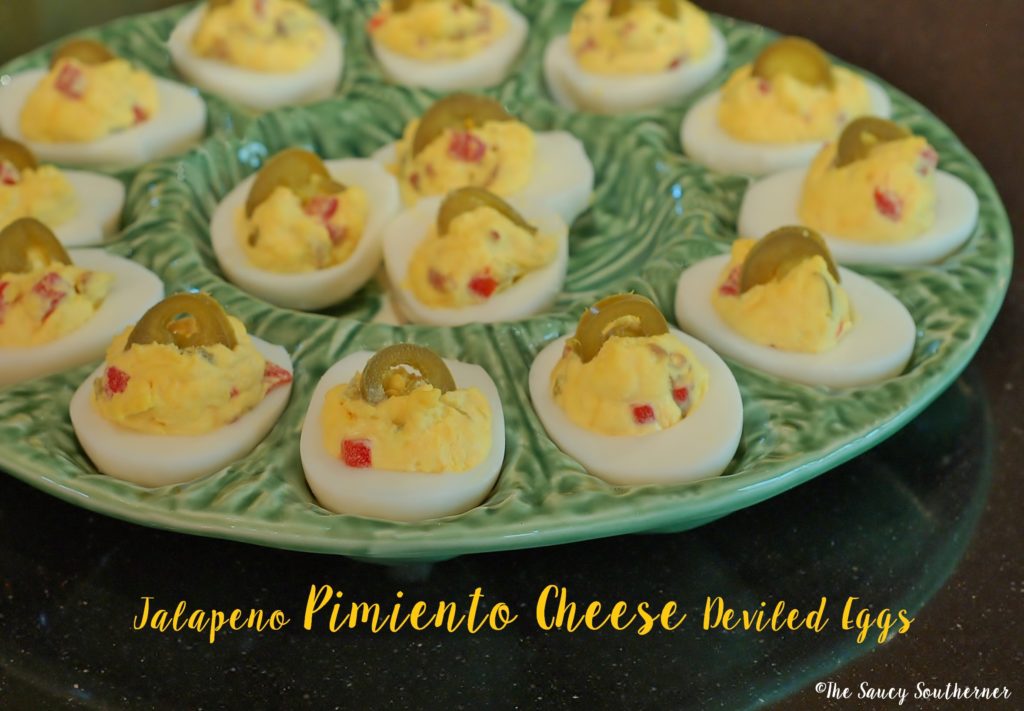 Pimento cheese deviled eggs recipe, jalapeno deviled eggs, southern style deviled eggs