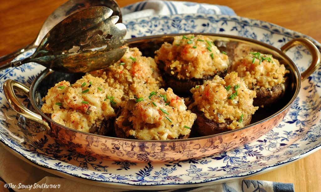 Lobster Stuffed Mushroom recipe, Portobello mushrooms, lobster tail, langostino, panko crumbs, vermouth, chives and more, lobster appetizer mushrooms