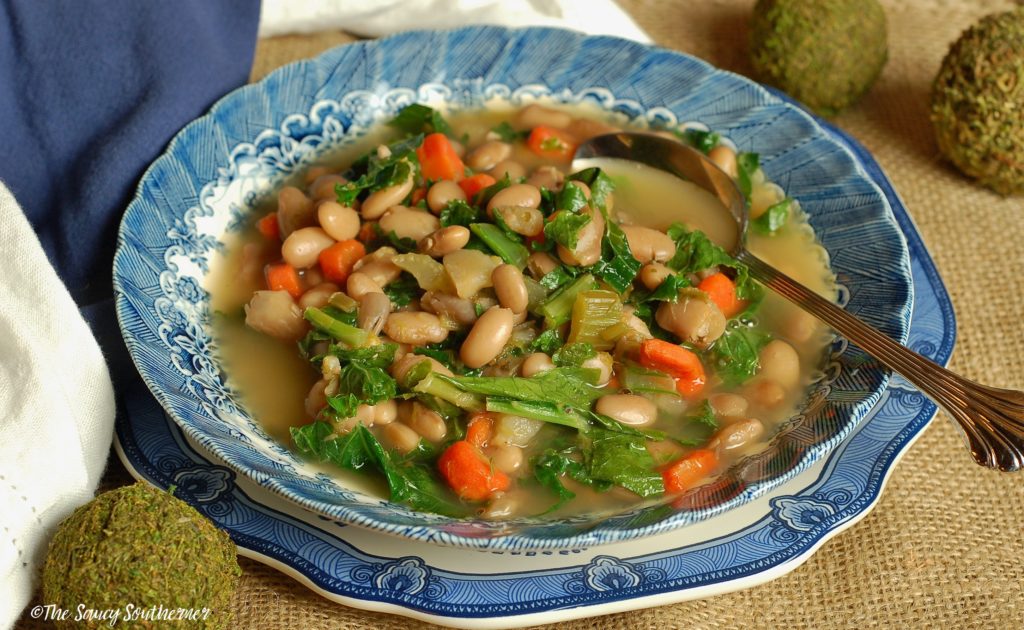 Creole Pinto Bean and Greens Soup recipe, Food For Change, Meatless Monday, Slow Food USA, Camellia Beans campaign